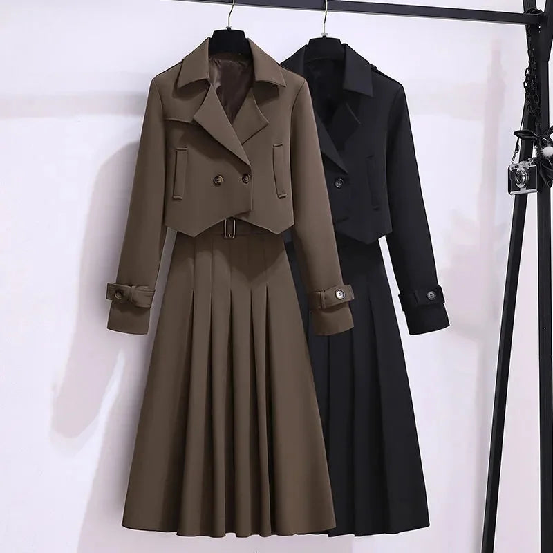 Damen 2-teiliges Set – Oberteil & Langer Rock, French Style, Herbst/Winter