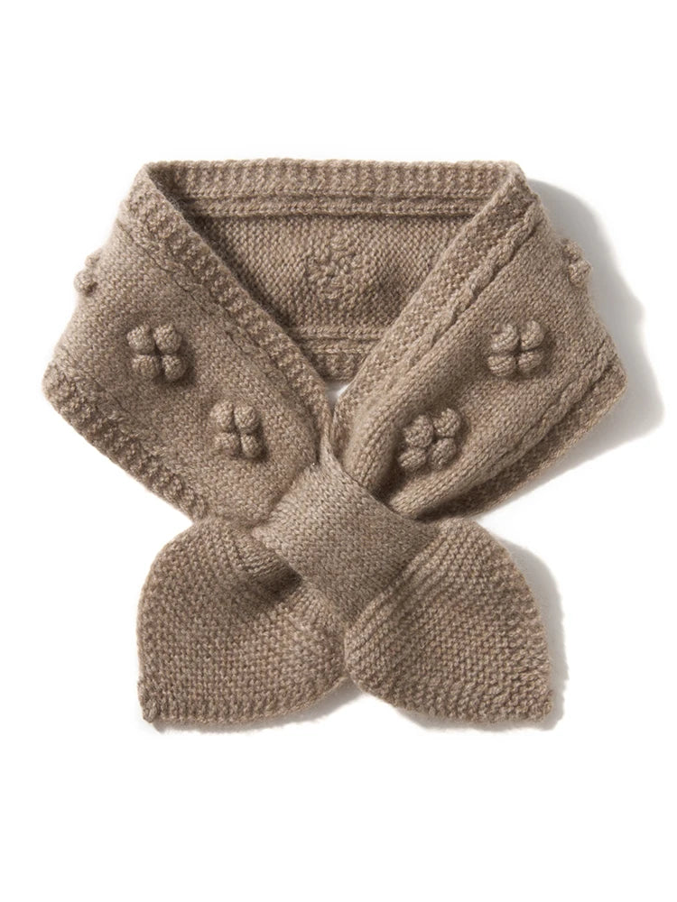 Damen Mini-Schal – 100% Kaschmir, Schleife & Schlupfdesign, Halswärmer