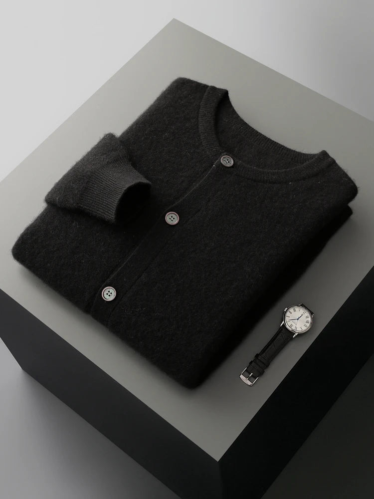CHEVVAL Merino-Set Herren · Men's 100% Merino Wool Cardigan Jacket & Straight-Leg Pants 2-Piece