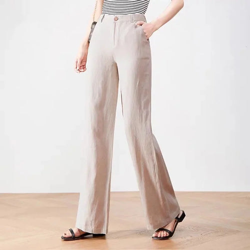 CHEVVAL Baumwoll-Leinen-Weithose Damen · Women's Cotton-Linen High-Waist Wide-Leg Pants