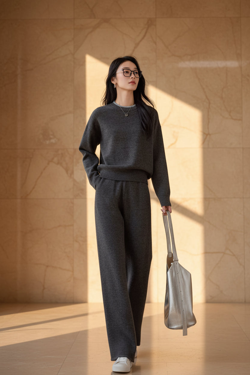 CHEVVAL Casual Strick-Set Damen · Women's Knitted Pant Set