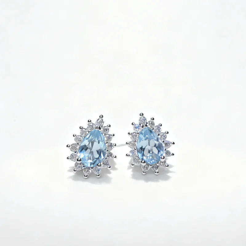 Goutte d’Azur — Topas-Ohrringe im Wassertropfen-Schliff | 925 Sterling Silber