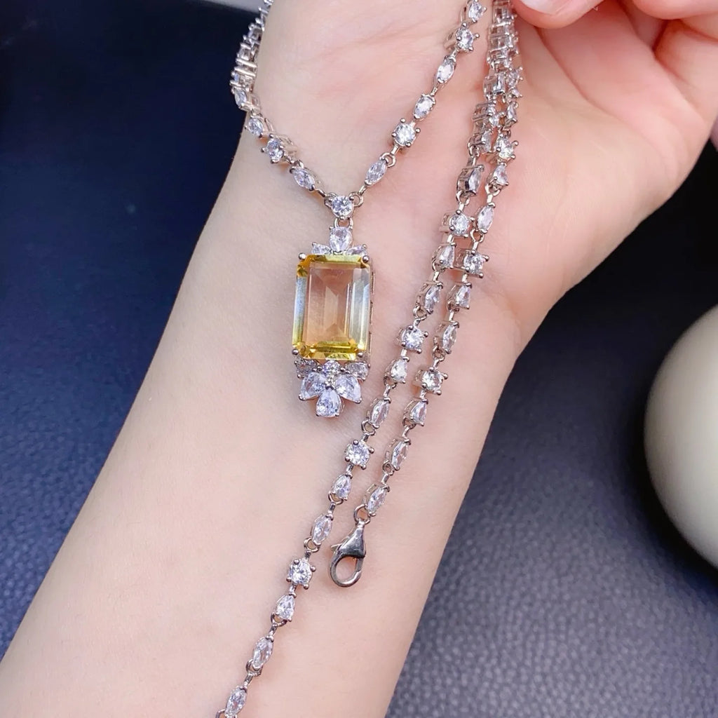Citrin Edelstein Kette · 925 Silber | Citrine Gemstone Necklace · 925 Silver