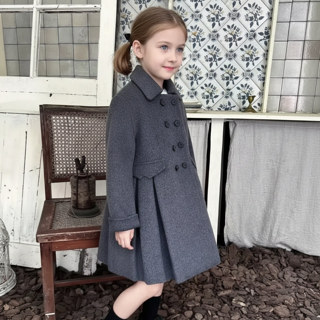Mädchen Wollmantel – Korean Style, doppelseitig, Frühling & Herbst