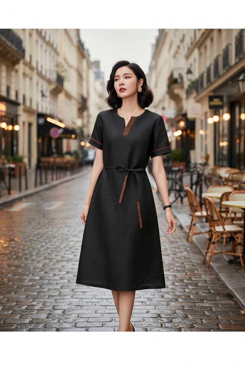 Silk Noir — 100% Mulberry Silk Midi Dress | Seidenkleid aus Maulbeerseide