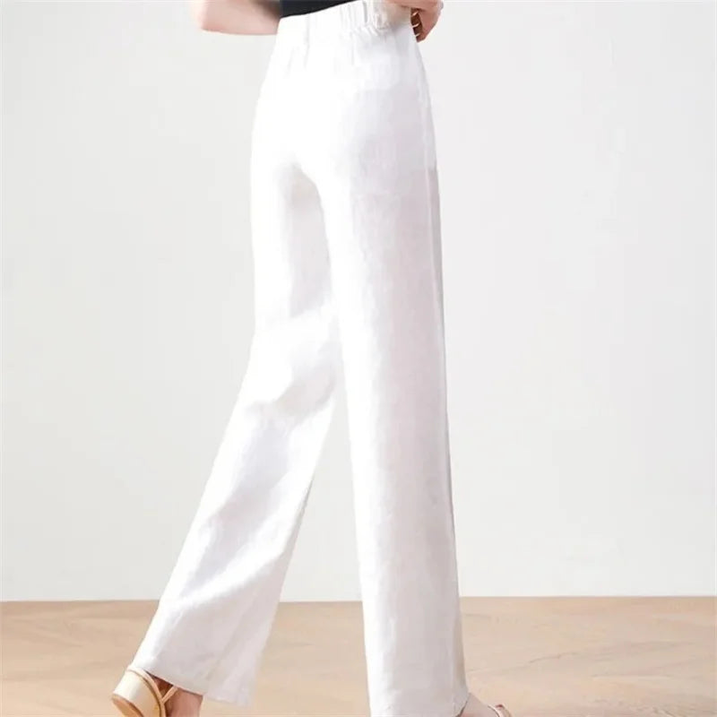 CHEVVAL Baumwoll-Leinen-Weithose Damen · Women's Cotton-Linen High-Waist Wide-Leg Pants