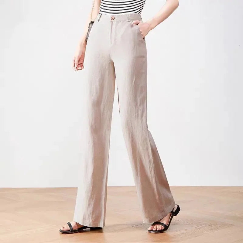CHEVVAL Baumwoll-Leinen-Weithose Damen · Women's Cotton-Linen High-Waist Wide-Leg Pants