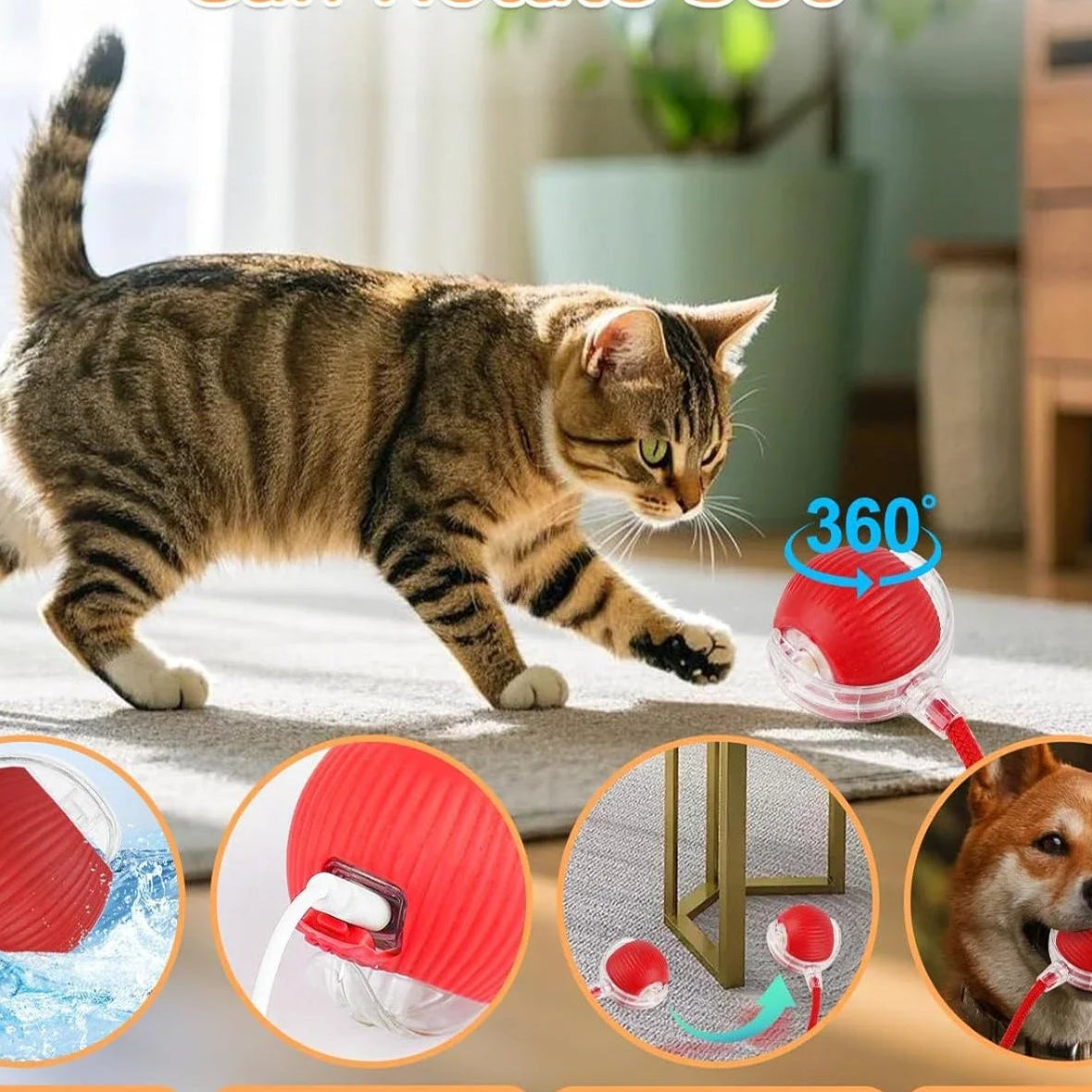 Interaktiver Katzenball mit Bewegungssensor – Automatisch & Aufladbar