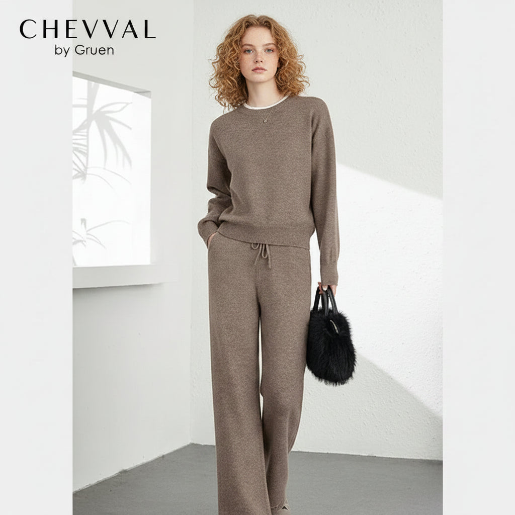 CHEVVAL Casual Strick-Set Damen · Women's Knitted Pant Set
