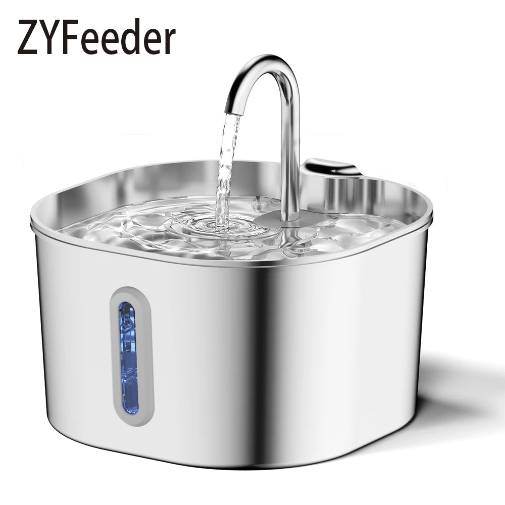 Automatischer Katzenwasserspender 2,2L – Edelstahl, Eckig, Mit Sensor & Filter