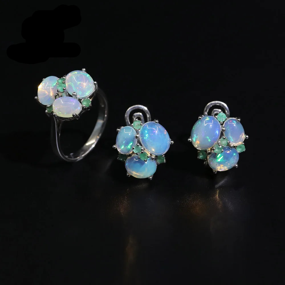 Opal & Smaragd Set · 925 Silber | Opal & Emerald Set · 925 Silver