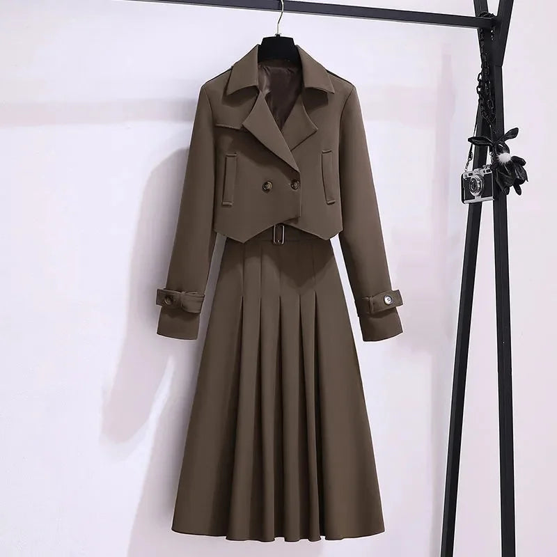 Damen 2-teiliges Set – Oberteil & Langer Rock, French Style, Herbst/Winter