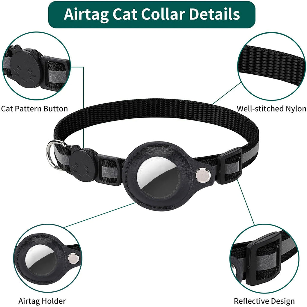 Katzenhalsband mit AirTag-Halter – Reflektierend, Sicherheitsverschluss, Glöckchen