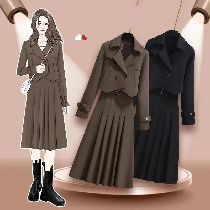 Damen 2-teiliges Set – Oberteil & Langer Rock, French Style, Herbst/Winter