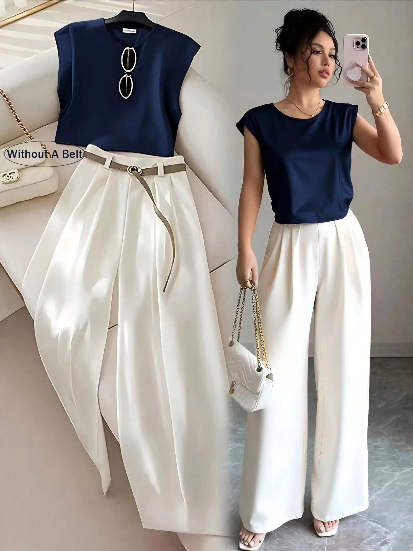 Silk Vest & Wide-Leg Pants Set — Elegantes Zweiteiler-Set